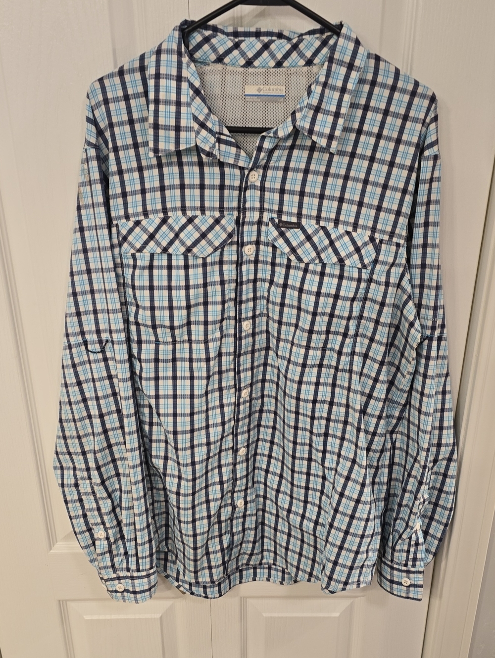 Casual Light Blue Plaid Button-Down Shirt by Columbia